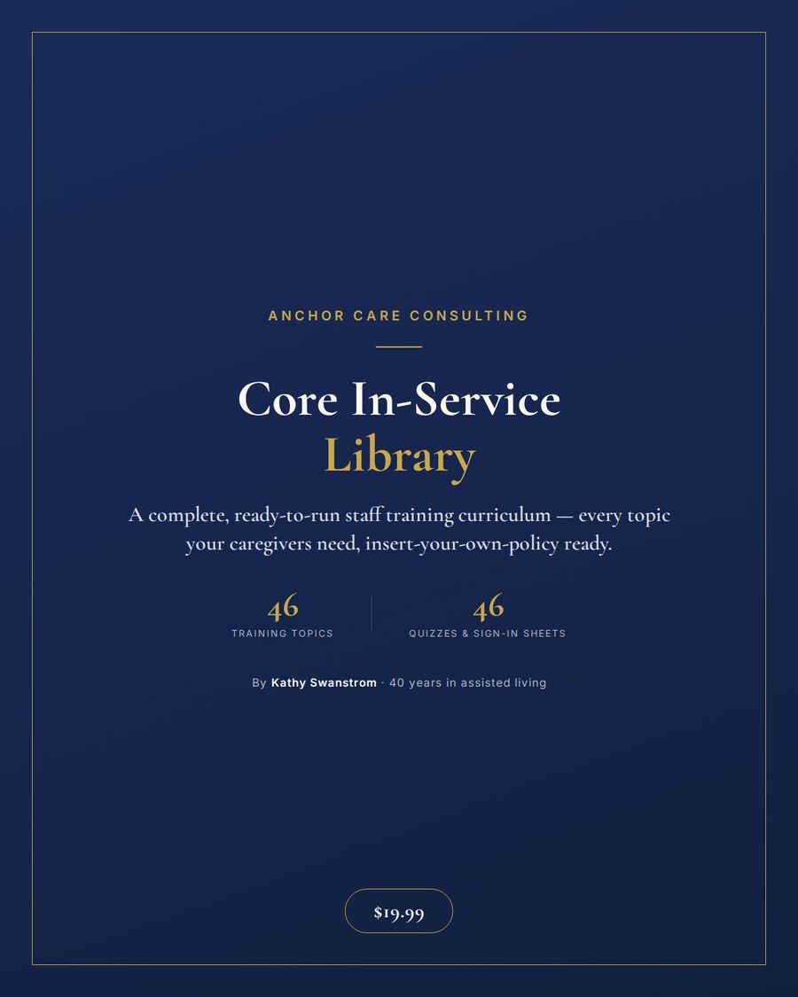 Core In-Service Library — 46 staff training topics for assisted living caregivers