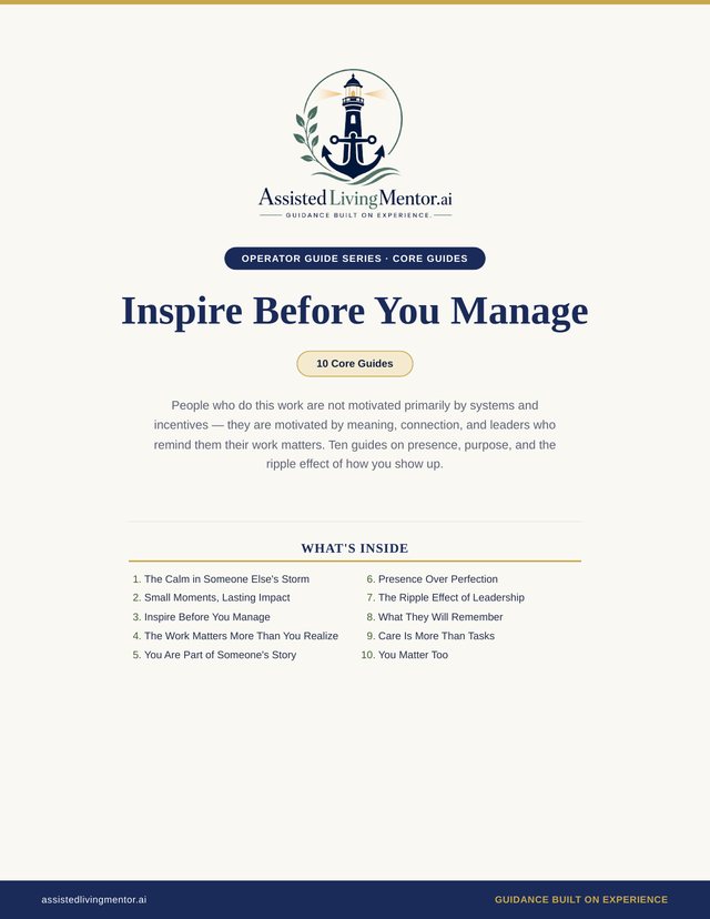 Inspire Before You Manage — a leadership guide series for senior living