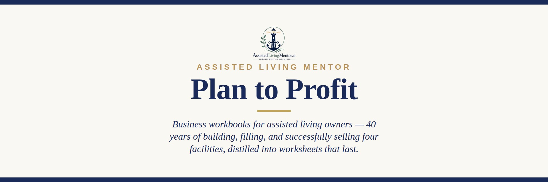 Plan to Profit — business workbooks for assisted living owners